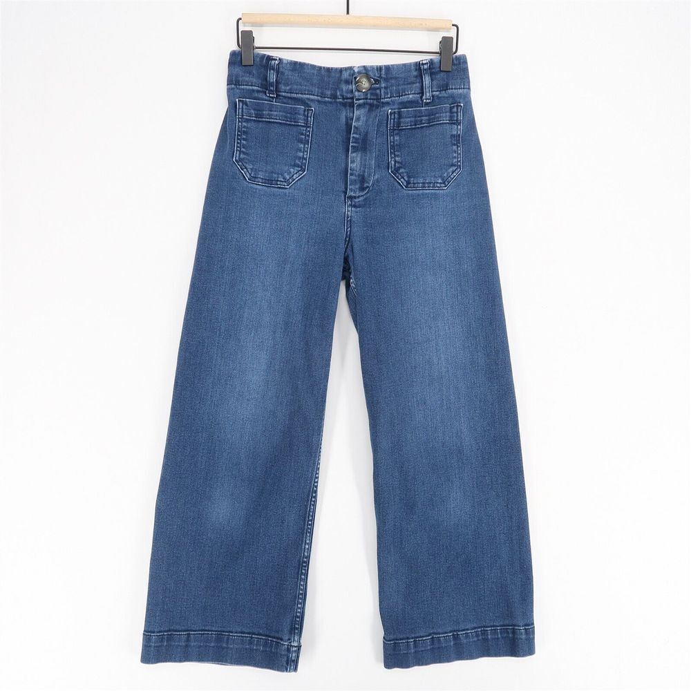 Pilcro Anthropologie Skipper Sailor Jeans Womens 26 Blue Stretch Patch Pockets
